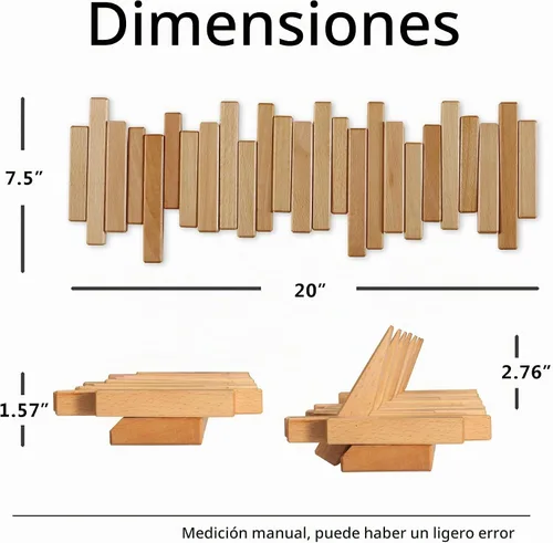 Vista 6 de DESAINOPH® Perchero de abrigos de madera montado en la pared, varillas multifuncionales de madera maciza hechas a mano con 5 ganchos modernos