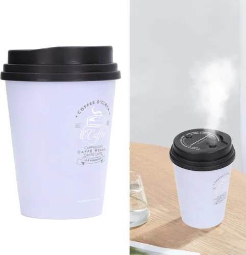 Vista 10 de Mini humidificador portátil, 10.1 fl oz, humidificador de automóvil, taza de café, apagado automático de bajo ruido, ligero, ahorro de espacio, Verde