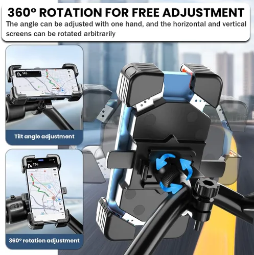 Vista 3 de AUCELI Soporte de teléfono para motocicleta, ABS de liberación rápida para teléfonos de 4.7 a 7.2 pulgadas, antivibraciones con clip giratorio