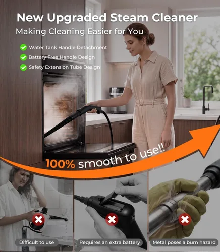 Vista 3 de C4A Steam Cleaner【Industry No.1 Handheld Steam Control】105°C+ High-Temperature Steam Cleaner【Direct Start/Stop from Steam Gun】Easy One-Hand Black