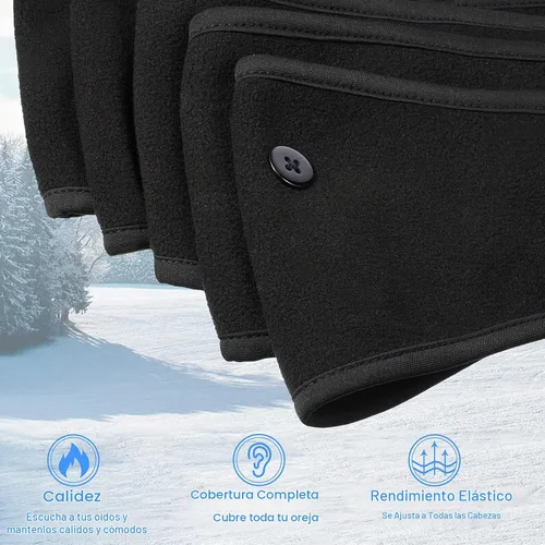 Vista 3 de 8 Piezas Diademas Calentadoras de Orejas con Botones Orejeras de Vellón Diadema para Correr en Invierno Banda Elástica Cubreoreja Elástico