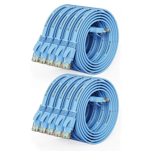 Vista 25 de Cable Ethernet Cat 6 de 1 pie (paquete de 10) (a un precio Cat5e pero mayor ancho de banda) Cables de red planos de Internet - Cable de conexión