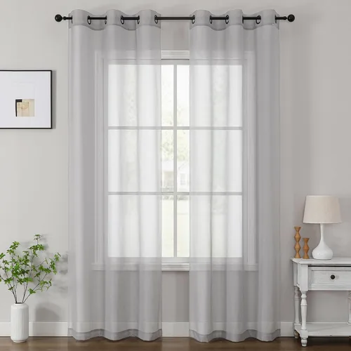 Vista 71 de OWENIE Cenefa transparente con ojales negros para ventanas, 2 paneles de 52