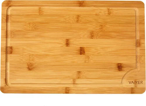 Vista 8 de Vaiyer Tabla de cortar de madera de bambú para cocina, con 3 compartimentos integrados y ranuras para jugos, bloque de carnicero, tabla de cortar
