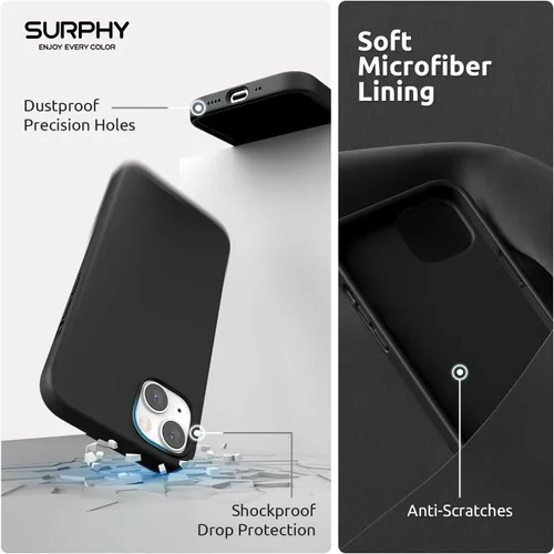 Vista 5 de SURPHY Funda magnética diseñada para iPhone 13 Mini, compatible con MagSafe (versión 2021 de 5.4 pulgadas), funda de silicona líquida con forro