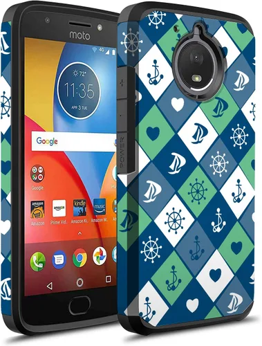 Vista 6 de Funda para Moto E4 Plus, Moto E Plus (4ª generación), Rosebono de doble capa a prueba de golpes, funda rígida vintage para Motorola Moto E4 Plus