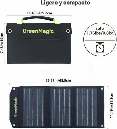 Vista 7 de Greenmagic Cargador de Batería Solar Portátil de 20 Vatios Ideal para Batería de Energía, Estación de Energía, Relojes Inteligentes, Teléfonos