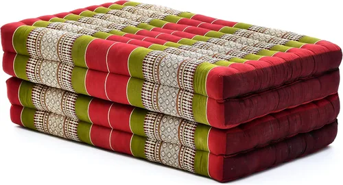 Vista 16 de Leewadee - Colchón tailandés plegable grande, 82 x 46 x 3 pulgadas, cama de invitados, cama triple plegable, cojín de masaje tailandés TV asiento
