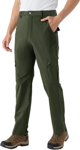 Vista 3 de BASUDAM Pantalones cargo de senderismo para hombre, de secado rápido, ligeros, elásticos, resistentes al agua con bolsillos