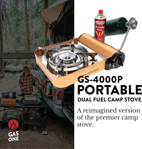 Vista 2 de Gas ONE GS-4000P - Estufa de campamento - Estufa de propano o butano de primera calidad con práctica funda de transporte - Patentada - Ideal