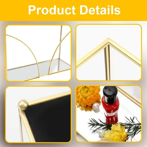Vista 3 de Dispensador de toallas de papel de cristal dorado multipliegue, dispensador de toallas de papel de baño con pies, elegante soporte para toallas