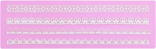 Vista 12 de Moldes de encaje en relieve, juego de 2 moldes de silicona con diseño de flores de varios círculos, decoración de pasteles de boda, molde de A-Rosa