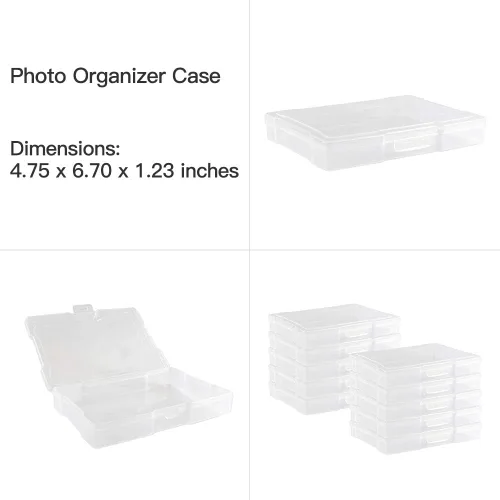 Vista 5 de novelinks Estuche para fotos de 4 x 6 pulgadas, 10 contenedores interiores de almacenamiento de fotos y fundas organizadoras de fotos, portátil