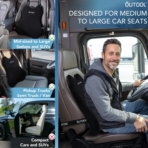 Vista 4 de QUTOOL Almohada de Soporte Lumbar para Automóvil, Accesorios de Camión Elementos Esenciales de Viaje, Cojín de Espuma con Memoria para Asiento