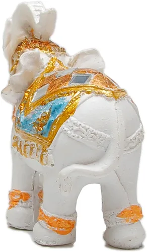 Vista 8 de Juego de 2 estatuas y figuras de elefante - Regalos de elefante de la suerte y la riqueza para decoración del hogar - Estatua con trompa hacia