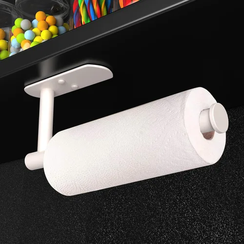 Vista 4 de VAEHOLD Soporte Adhesivo para Toallas de Papel Montaje Debajo del Gabinete en la Pared para Toallas de Papel de Cocina, Soporte para Rollo