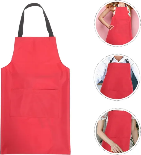 Vista 8 de HOMSFOU Waterproof Pvc Kitchen Apron with Pocket Oil-resistant Waist Apron for Men and Women Cooking for Cooking Washing and Serving