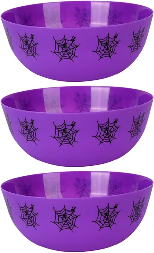 Vista 14 de 3 cuencos de plástico de Halloween para dulces, cuencos reutilizables para Halloween, suministros para fiestas de Halloween (fantasma negro)