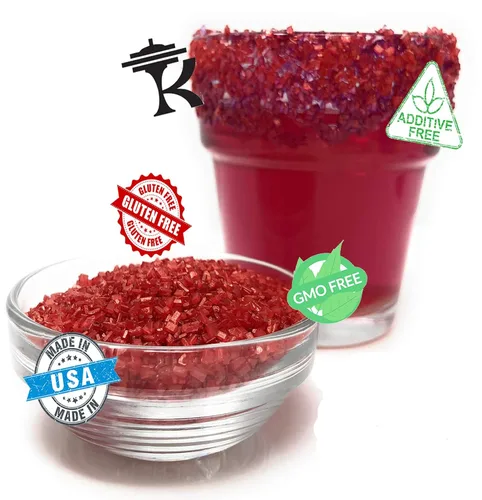 Vista 7 de Snowy River Red Cocktail Sugar - Rimmer de cóctel rojo de color natural con certificado Kosher (botella de 2 onzas, cristal mediano)