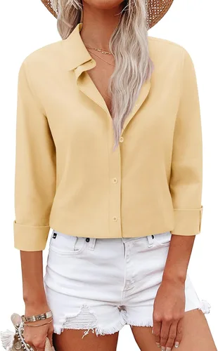 Vista 12 de Camisas con botones para mujer, camisas de vestir, trajes casuales de negocios, blusa ajustada con cuello, entrevista de trabajo, atuendo de oficina