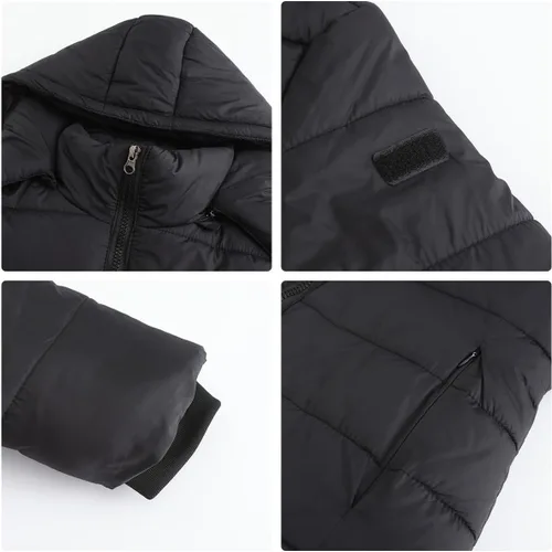 Vista 6 de ONDIAN Long Winter Coats for Women Solid Colour Removable Hood Sleeve Warm Jacket Cotton Coat Hooded Jackets Casual Zip Up