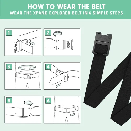 Vista 5 de Explorer Belt By Xpand - No-Show Invisible Elastic Belt w Slim Aluminum Buckle