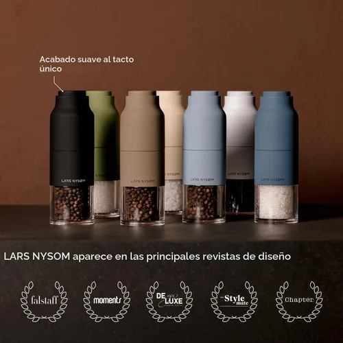 Vista 5 de LARS NYSØM Juego de Molinillo de Sal y Pimienta, Molinillos Manuales de Sal y Pimienta de Acero Inoxidable, Molinillo de Cerámica Ajustable