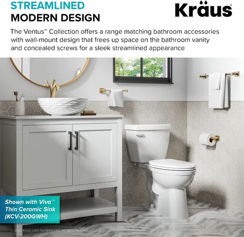 Vista 7 de KRAUS Toallero de baño Ventus, acabado dorado cepillado