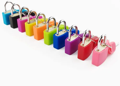 Vista 5 de GXXMEI 10 cerraduras de maleta con llaves, candados pequeños de metal, mini candados con llave para escuela, gimnasio, aula, juego a juego