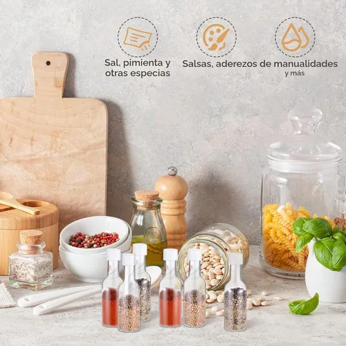 Vista 6 de Patelai Juego de 100 mini botellas de licor, botellas vacías de plástico de 1.7 onzas líquidas para fiestas, recipientes de alcohol con tapas, 6