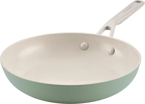 Vista 15 de Sartén para saltear y freír de cerámica anodizada dura con inducción antiadherente de KitchenAid, apta para lavavajillas, sartén antiadherente de 10