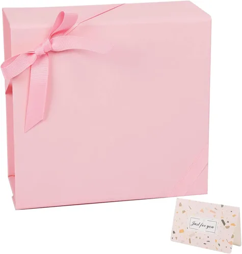 Vista 12 de CHARMGIFTBOX Cajas de regalo con tapas, 7.4 x 7.0 x 3.2 pulgadas, pequeña caja de regalo magnética azul Auqa con tarjeta, pequeñas cajas plegables