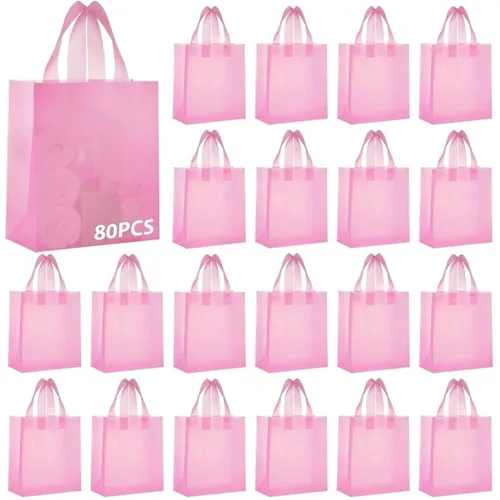 Vista 16 de Amylove 80 bolsas de regalo transparentes a granel con asa, bolsa de plástico esmerilado, embalaje reutilizable, envoltura de golosinas
