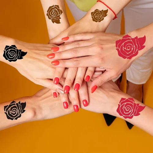 Vista 6 de Yomagine - Kit de tatuajes temporales, tinta de tatuaje semipermanente, pecas falsas tatuajes temporales para mujeres, hombres y adolescentes, tinta