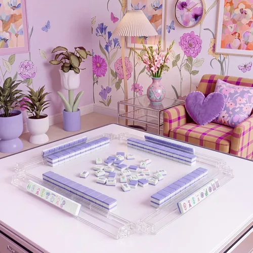 Vista 5 de Soulchen Juego de Mahjong Americano Lavender Garden de 1.2 pulgadas, 168 Morado