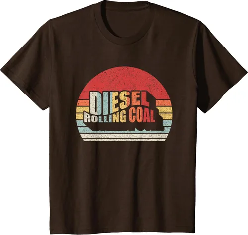Vista 35 de Camiseta de camión diésel con motor diésel retro y divertido de carbón, Negro