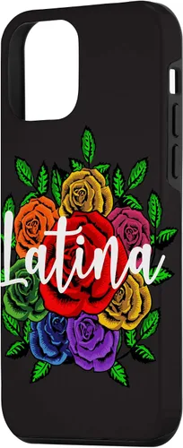 Vista 2 de iPhone 12 mini latina con patrón de rosas florales para mujeres mexicanas caso de regalo