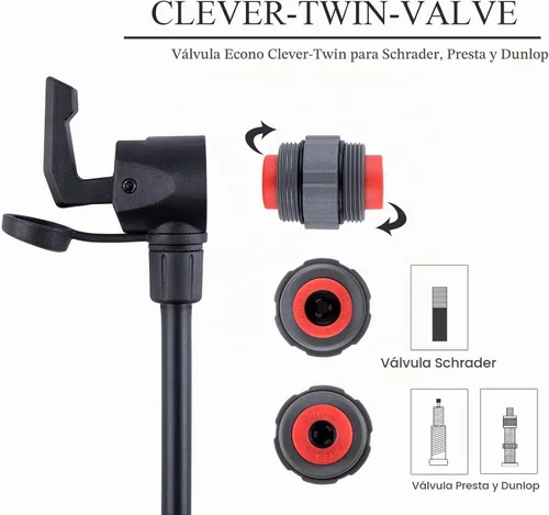 Vista 5 de Mini bomba de bicicleta con medidor – Bomba portátil para neumáticos de bicicleta – Bomba de aire de bicicleta de 120 PSI se adapta a Presta &