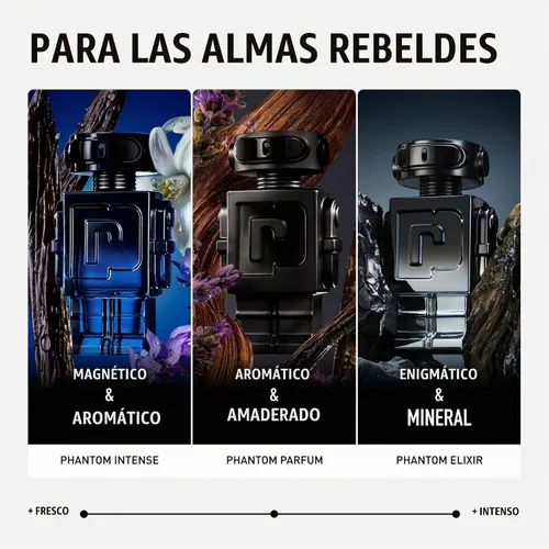 Vista 4 de Rabanne Phantom Parfum para hombres – Perfume aromático de ámbar amaderado con lavanda, vainilla y vetiver – Spray de fragancia recargable de larga