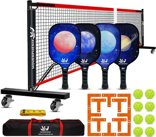 Vista 10 de Portable Pickleball Net Set, 22FT Pickle Ball Net with Paddle Set of 4 Regulation Size Net, Weather Resistant Steel Frame, Outdoor Pickleballs and
