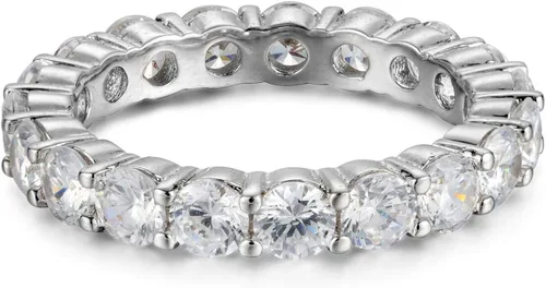 Vista 2 de NYC anillo de boda de lujo de plata esterlina con circonas cúbicas circulares, de 3.00mm