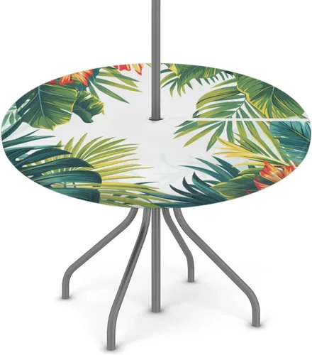 Vista 17 de Mantel redondo para exteriores con agujero para paraguas, mantel de temporada con margaritas para exteriores, con cremallera, impermeable, mantel