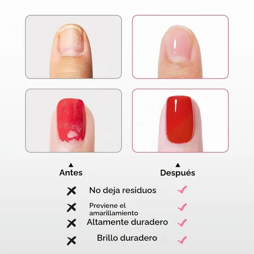 Vista 6 de Capa base y capa superior, secado rápido, fortalecimiento de uñas, sin gel Clear Regular Nail Polish, Rich in VE Calcium 2Pcs Vegan Base Chip