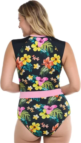 Vista 3 de Body Glove Traje de baño de una pieza con cremallera frontal y UPF 50+ para mujer
