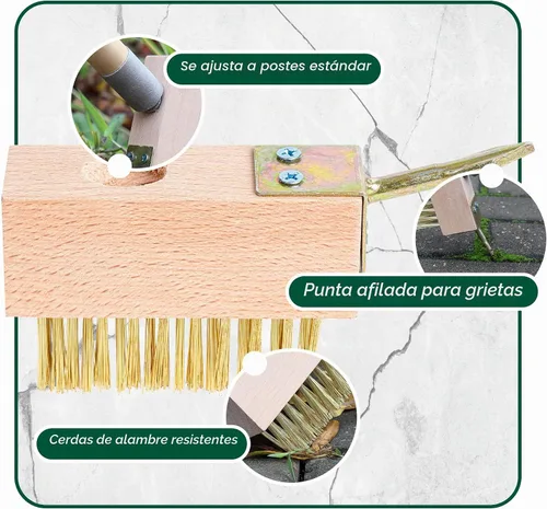 Vista 6 de SCRUBIT Cepillo limpiador de lechada con cable para eliminar musgo y malezas, ideal para limpiar cubiertas, adoquines, patios y pasarelas, raspador