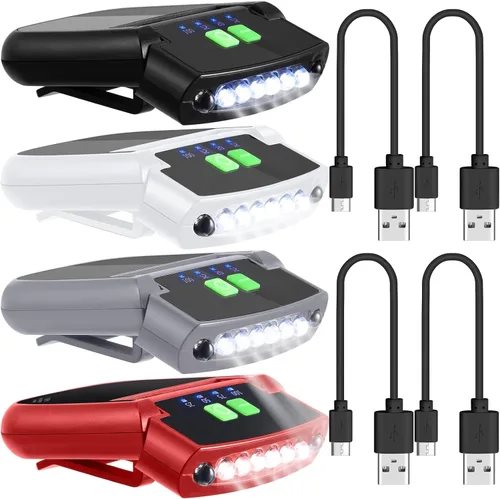 Vista 9 de Mudder Linterna LED con clip para gorra USB recargable, linterna impermeable ultra brillante para sombrero, linterna de cabeza para pesca
