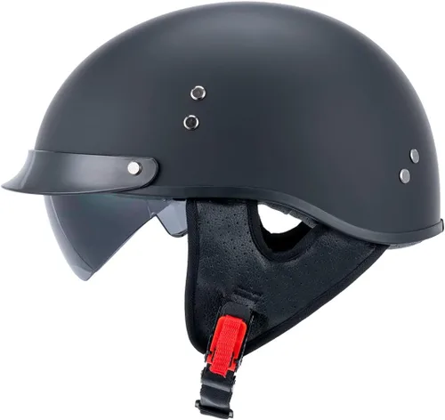Vista 7 de Casco de media carcasa Myamis para motocicleta para hombres mujeres adultos con certificación DOT de fibra de vidrio con visera, diseño gráfico