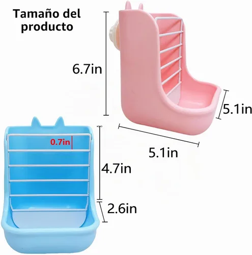 Vista 2 de Hamiledyi 2 unidades de comederos de heno para conejos, cuencos 2 en 1, soporte doble de alimentación para conejos, suministros de alimentos