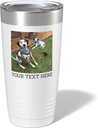 Vista 19 de Vaso personalizado de 20 onzas (17 colores) con foto impresa con aislamiento térmico de acero inoxidable recubierto de polvo con tapa, regalo