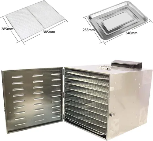 Vista 4 de Deshidratador de alimentos de acero inoxidable con control de temperatura digital táctil para carne seca hierbas, frutas, verduras, golosinas